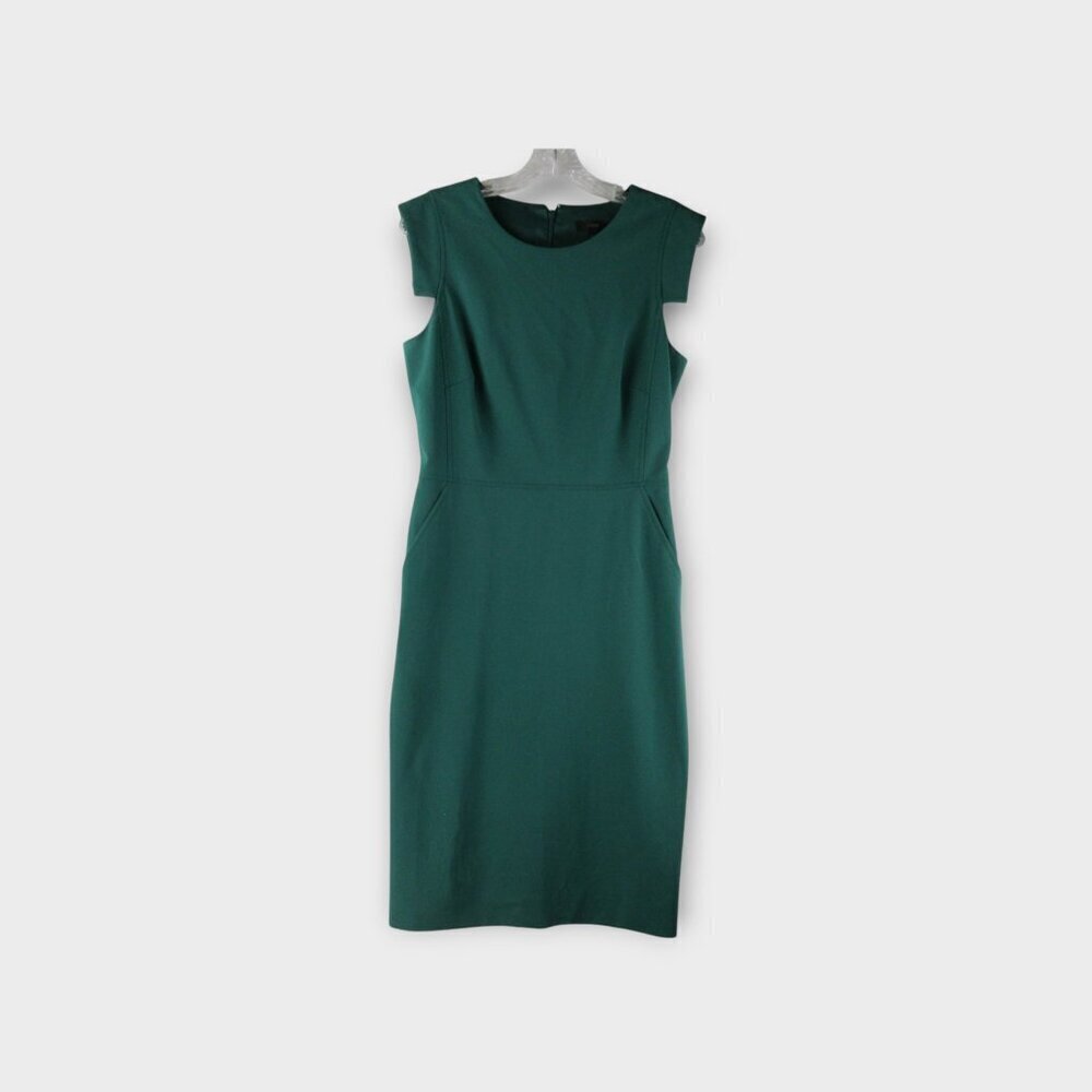 J. Crew Resume Dress Size 4 Tall Solid Emerald Green Wool Sheath